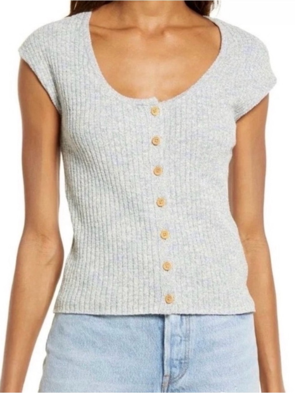 Madewell Marled Shaw Button-Front Sweater-Tee